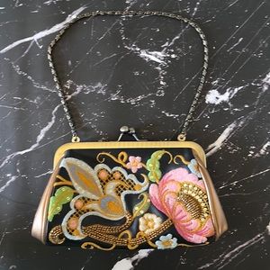 Isabella Foote Beaded Clutch w/ Small Chain Strap